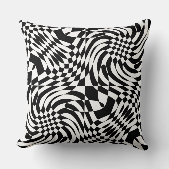 Zwart-witte optische illusie kussen (Voorkant)