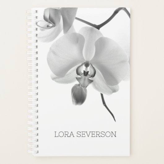 Zwart-witte orchidee bloemen planner (Voorkant)