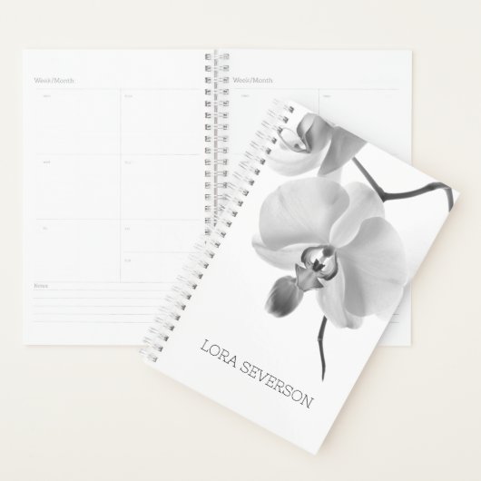 Zwart-witte orchidee bloemen planner (Display)