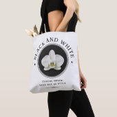 zwart-witte orchidee boodschappentas tote bag (Dichtbij)