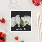 Zwart Witte Orchidee schilderij tropisch bloem Servet (Insitu)