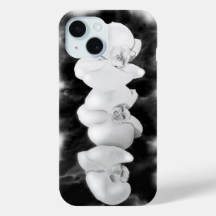 Zwart Witte Orchidee schilderij tropisch bloemstuk iPhone 15 Case