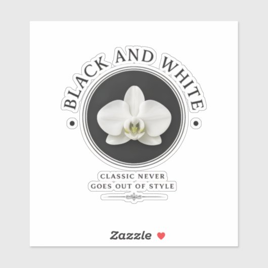 zwart-witte orchidee vinyl sticker (Vel)