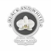 zwart-witte orchidee vinyl sticker (Voorkant)