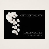 Zwart Witte Orchidee Zakelijk Cadeaubon Visitekaartje (Voorkant)