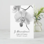 Zwart-witte orchideeën op stengel begrafenisdienst programmakaart (Staand voorkant)