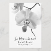 Zwart-witte orchideeën op stengel begrafenisdienst programmakaart (Voorkant)