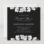 Zwart Witte Orchideeën Schets Elegant Vrijgezellen Kaart (Voorkant)