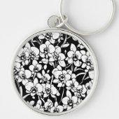 zwart-witte orchideeën sleutelhanger (Voorkant)