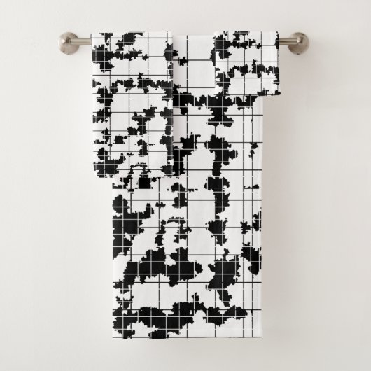 Zwart Witte Organische Abstracte Kunst Design Bad Handdoek (Insitu)