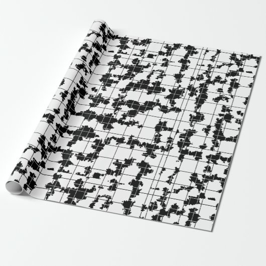 Zwart Witte Organische Abstracte Kunst Design  Cadeaupapier (Uitgerold)