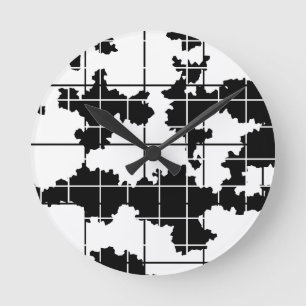 Zwart Witte Organische Abstracte Kunst Design Ronde Klok