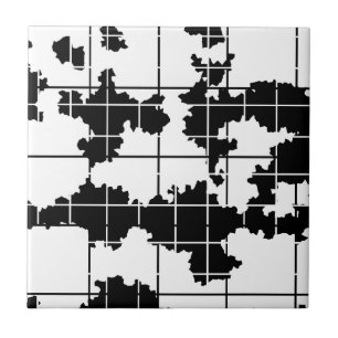 Zwart Witte Organische Abstracte Kunst Design Tegeltje
