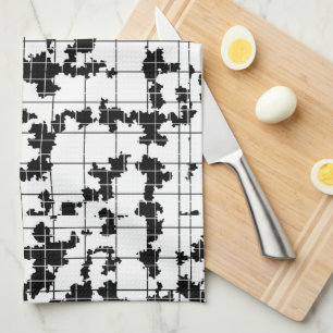 Zwart Witte Organische Abstracte Kunst Design Theedoek