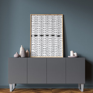 Zwart-witte Organische Geometrische Lijnen en Poster