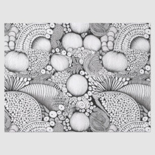 Zwart Witte Organische Geometrische Patroon Tissuepapier