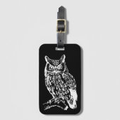 Zwart-witte orthowkunst bagagelabel (Voorkant (verticaal))