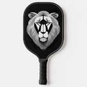 Zwart-Witte Oude Leeuw Moderne Grafische Aanpassin Pickleball Paddle (Achterkant)