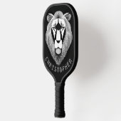 Zwart-Witte Oude Leeuw Moderne Grafische Aanpassin Pickleball Paddle (Links)