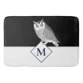 Zwart-witte ovale grijze monogram naam Bathroom Badmat (Voorkant)