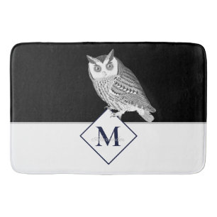 Zwart-witte ovale grijze monogram naam Bathroom Badmat