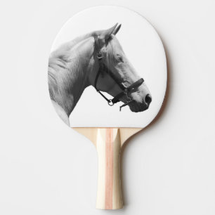 Zwart-witte paard dierlijke foto tafeltennisbatje