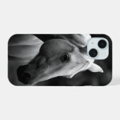 Zwart Witte Paard iPhone 15 Case (Achterkant horizontaal)