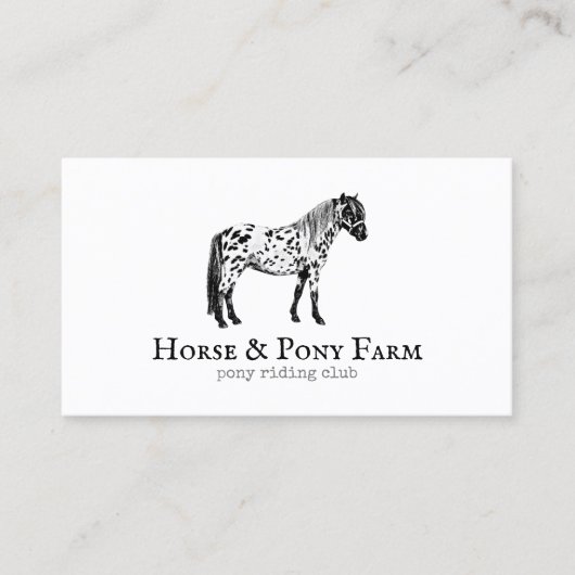 Zwart Witte Paard Pony Visitekaartje (Voorkant)