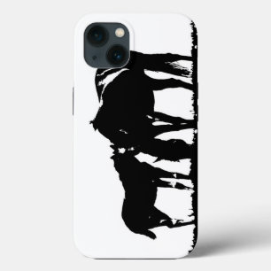 Zwart Witte Paarden Silhouet iPhone 13 Hoesje