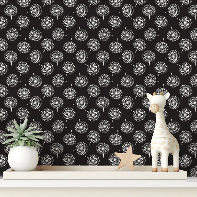Zwart-Witte Paardenbloem Behang (Creator heeft geüpload)