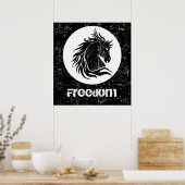 Zwart witte paardenkop motivatie poster (Keuken)