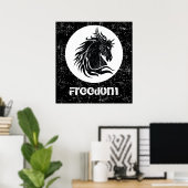 Zwart witte paardenkop motivatie poster (Thuiskantoor)