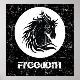 Zwart witte paardenkop motivatie poster