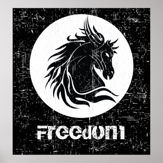 Zwart witte paardenkop motivatie poster (Voorkant)