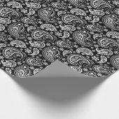 Zwart-witte  Paisley Cadeaupapier (Hoek)