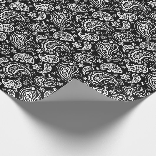 Zwart-witte Paisley Cadeaupapier (Hoek)