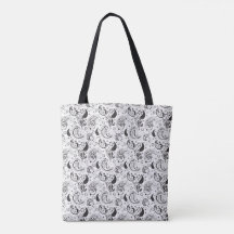Zwart Witte Paisley Designer Tote Tas