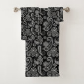 Zwart-witte Paisley Fancy Bad Handdoek (Insitu)