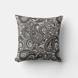 Zwart-witte Paisley Pillow Kussen
