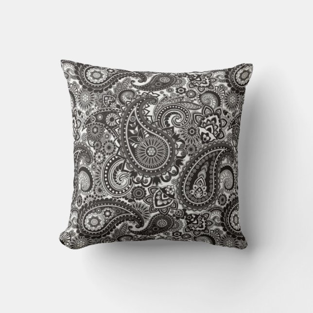Zwart-witte Paisley Pillow Kussen (Voorkant)