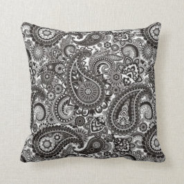 Zwart-witte Paisley Pillow Kussen