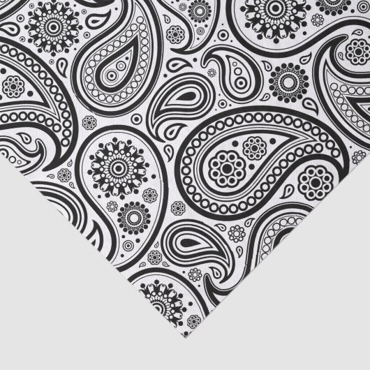 Zwart-witte   Paisley Tissuepapier (Detail)
