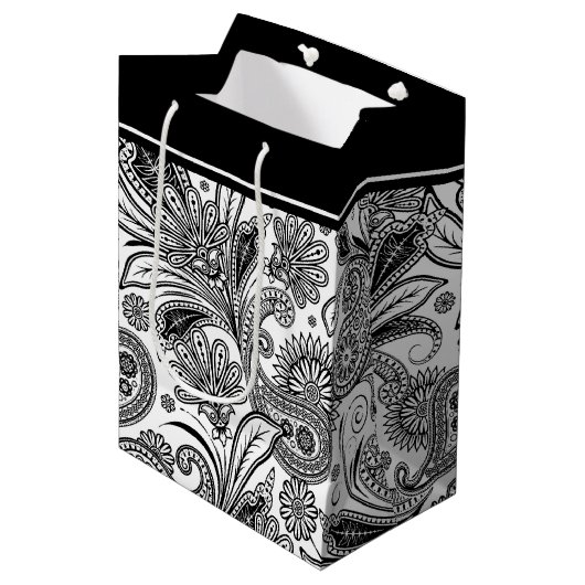 Zwart-witte paisse, middelgrote cadeautas (Voorkant Gekanteld)
