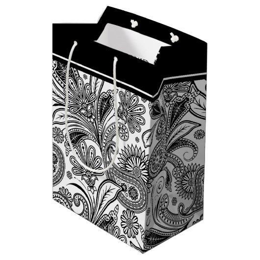 Zwart-witte paisse, middelgrote cadeautas (Achterkant Gekanteld)