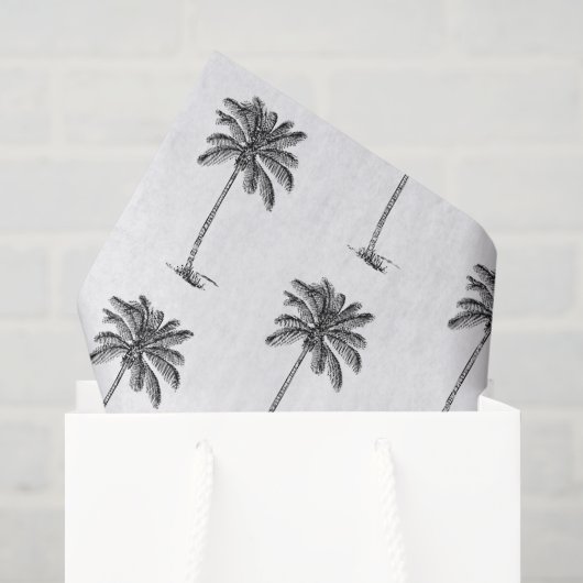 Zwart-Witte Palm Palmetto Boom Tissuepapier (Cadeauzakje)