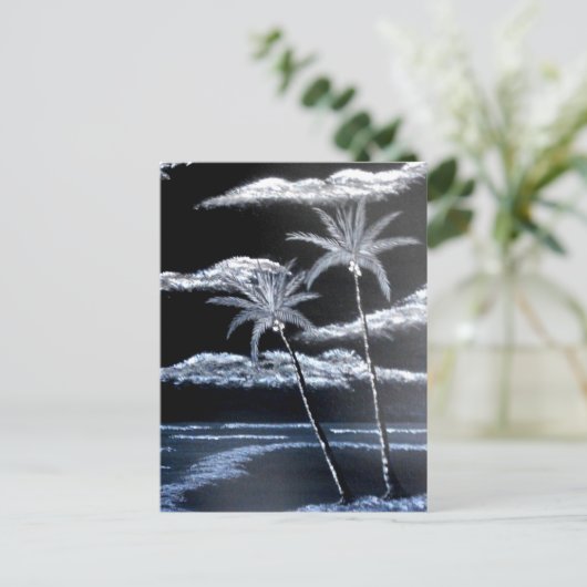 Zwart-witte palmbomen briefkaart (Staand voorkant)