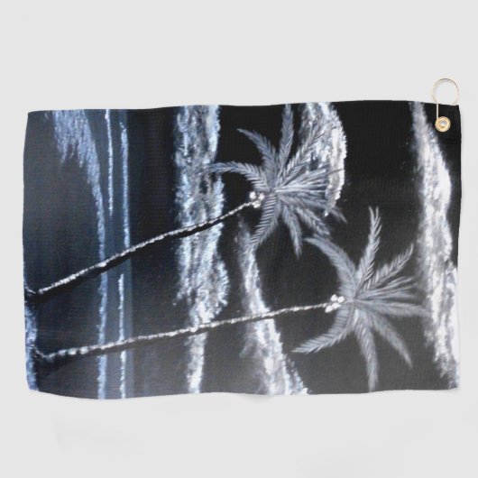 Zwart-witte palmbomen golfhanddoek (Horizontaal)