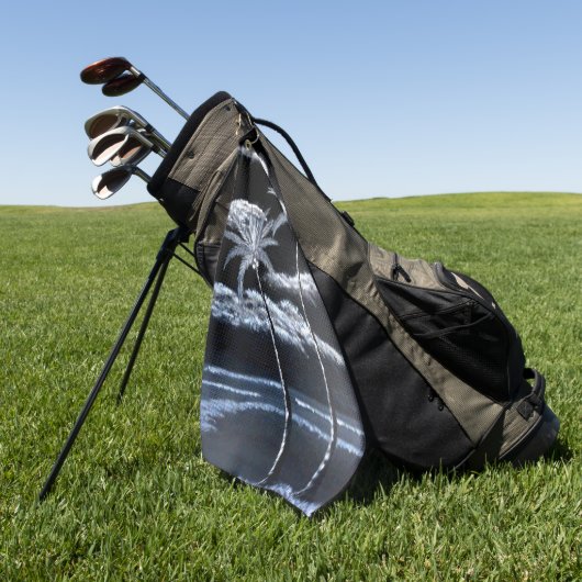 Zwart-witte palmbomen golfhanddoek (Groen)