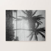 Zwart-witte palmbomen in de zonnefoto legpuzzel (Horizontaal)