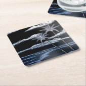 Zwart-witte palmbomen kartonnen onderzetters (Schuin)